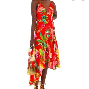 🦜NWOT FARM Rio Red Macaw Wrap Dress🦜